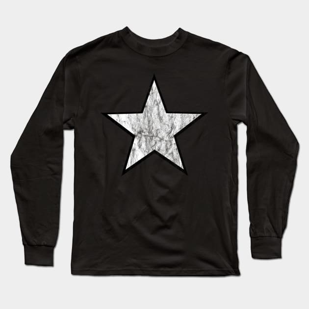 Distressed White and Black Star Long Sleeve T-Shirt by bumblefuzzies